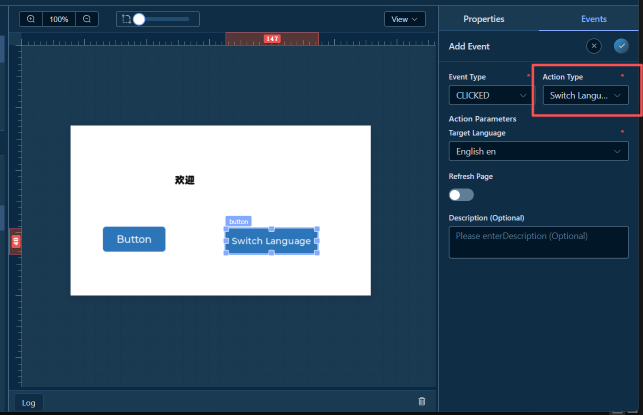 Switch Language Event Configuration