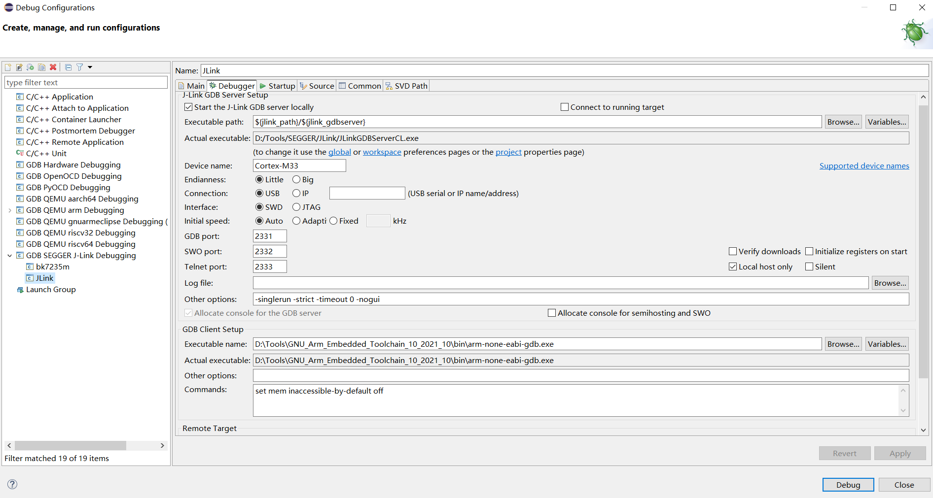 BK7239 JLink configuration